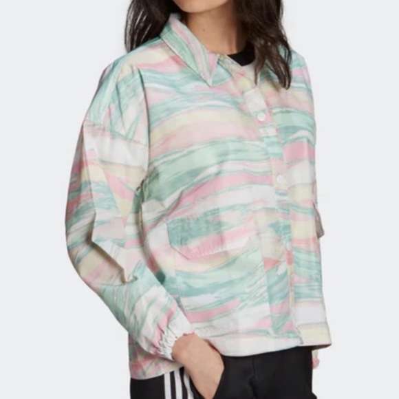 ADIDAS R.Y.V. Multicolor Windbreaker Pink Green Snap XS - Picture 9 of 12